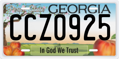 GA license plate CCZ0925