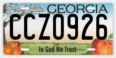 GA license plate CCZ0926