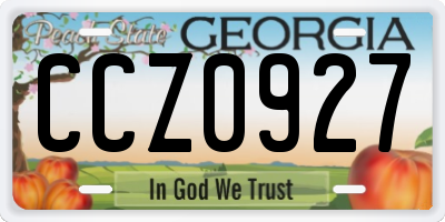 GA license plate CCZ0927