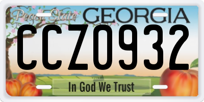 GA license plate CCZ0932