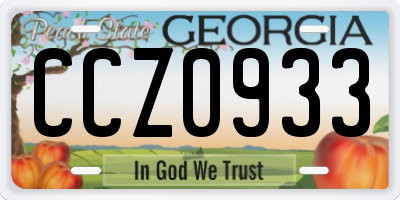 GA license plate CCZ0933