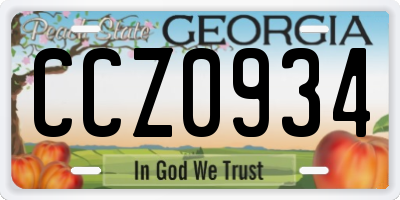 GA license plate CCZ0934