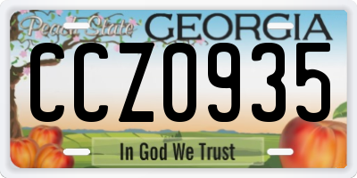 GA license plate CCZ0935