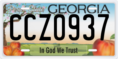 GA license plate CCZ0937