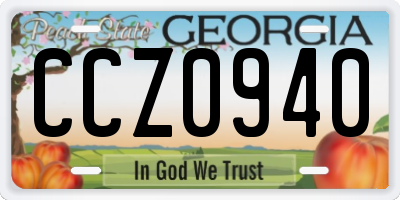 GA license plate CCZ0940