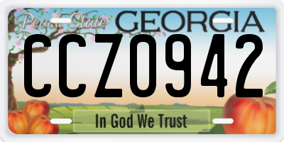 GA license plate CCZ0942