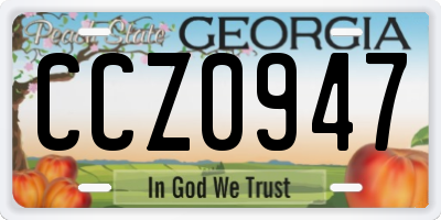 GA license plate CCZ0947