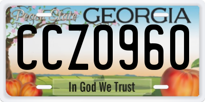 GA license plate CCZ0960