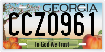 GA license plate CCZ0961
