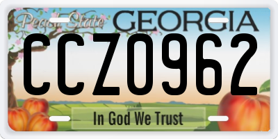 GA license plate CCZ0962