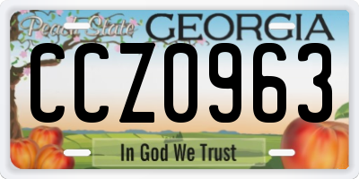 GA license plate CCZ0963
