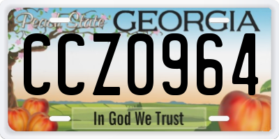 GA license plate CCZ0964