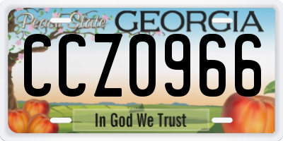 GA license plate CCZ0966