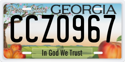 GA license plate CCZ0967