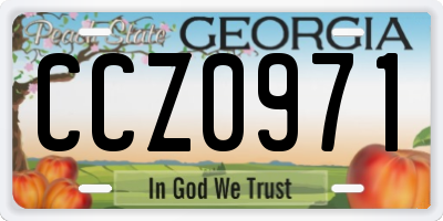 GA license plate CCZ0971