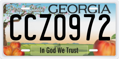GA license plate CCZ0972