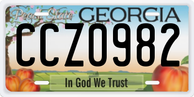 GA license plate CCZ0982