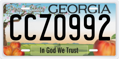 GA license plate CCZ0992