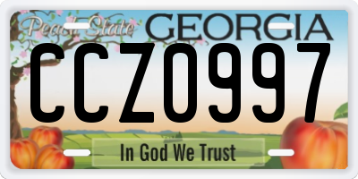 GA license plate CCZ0997
