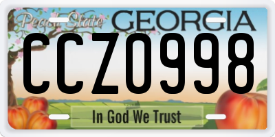 GA license plate CCZ0998