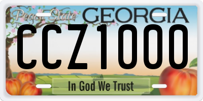 GA license plate CCZ1000