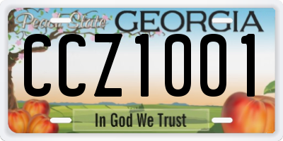 GA license plate CCZ1001