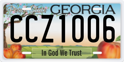 GA license plate CCZ1006