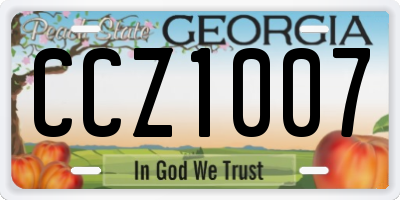 GA license plate CCZ1007