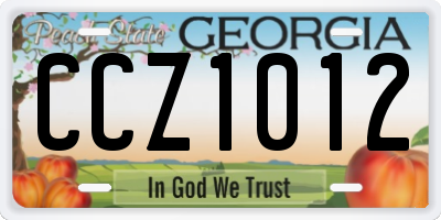 GA license plate CCZ1012