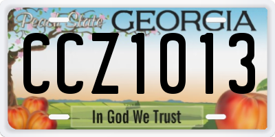GA license plate CCZ1013