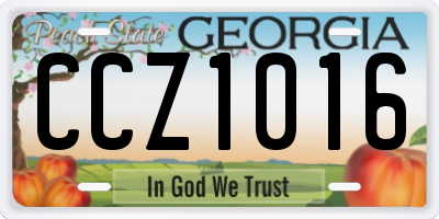 GA license plate CCZ1016