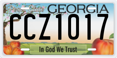 GA license plate CCZ1017