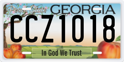 GA license plate CCZ1018