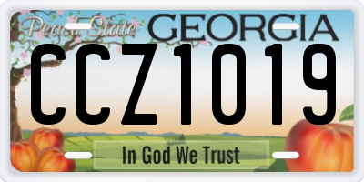 GA license plate CCZ1019