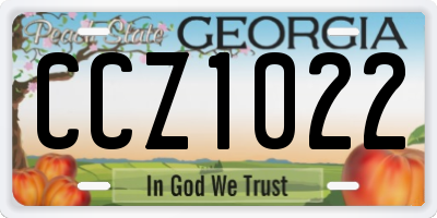 GA license plate CCZ1022