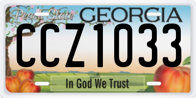 GA license plate CCZ1033