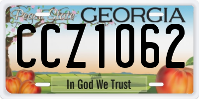 GA license plate CCZ1062