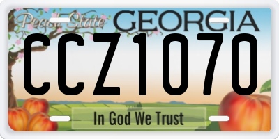 GA license plate CCZ1070
