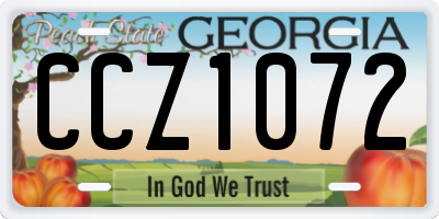 GA license plate CCZ1072