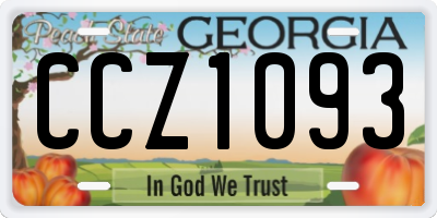 GA license plate CCZ1093