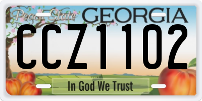 GA license plate CCZ1102