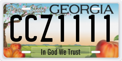 GA license plate CCZ1111