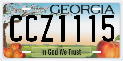 GA license plate CCZ1115