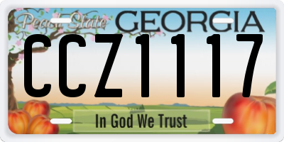 GA license plate CCZ1117