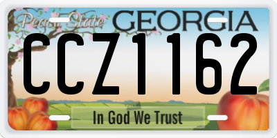 GA license plate CCZ1162