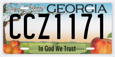 GA license plate CCZ1171