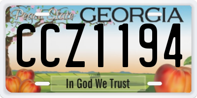 GA license plate CCZ1194