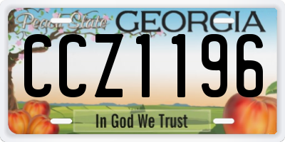 GA license plate CCZ1196