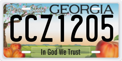 GA license plate CCZ1205
