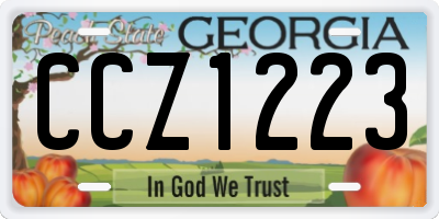 GA license plate CCZ1223